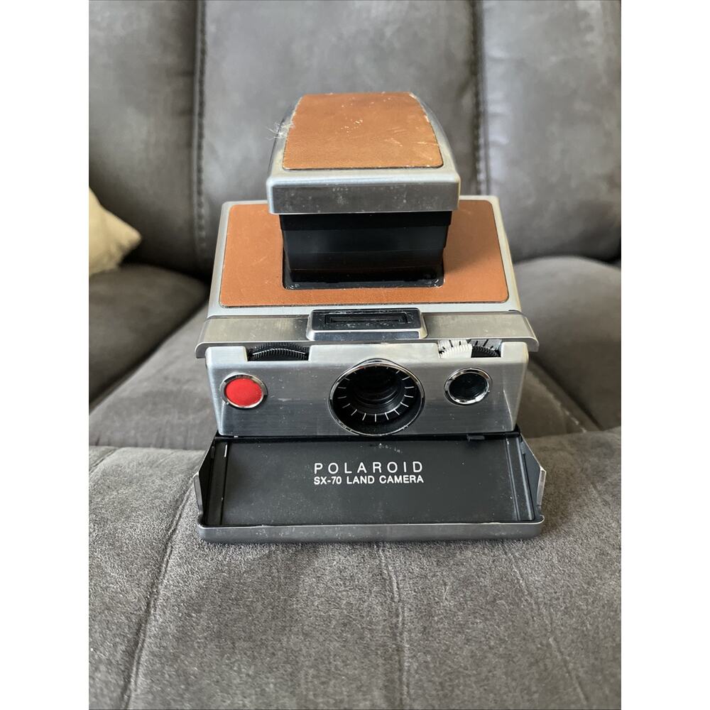 Polaroid SX-70 Land Camera Folding Instant Camera Chrome Brown